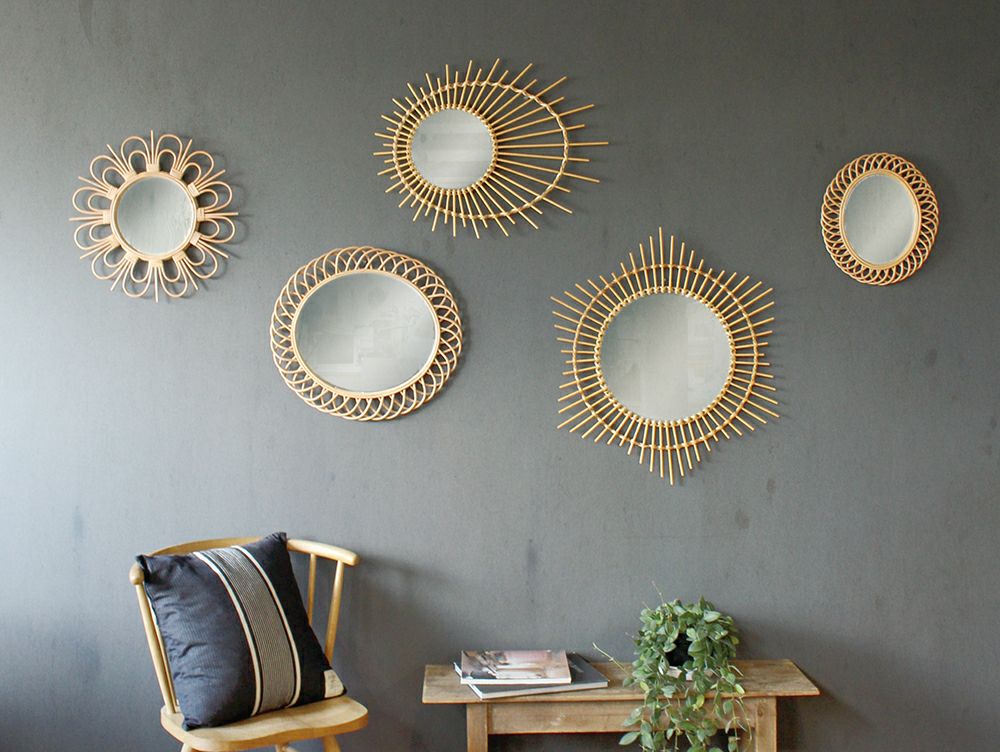 Actus購入 ELLA MIRROR エラミラー大50cmラタンミラー