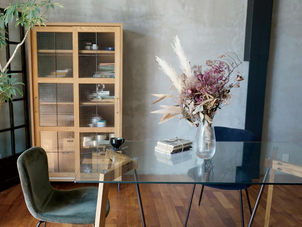 Gノット ガラス テーブル 1500 クリア 使用イメージ01