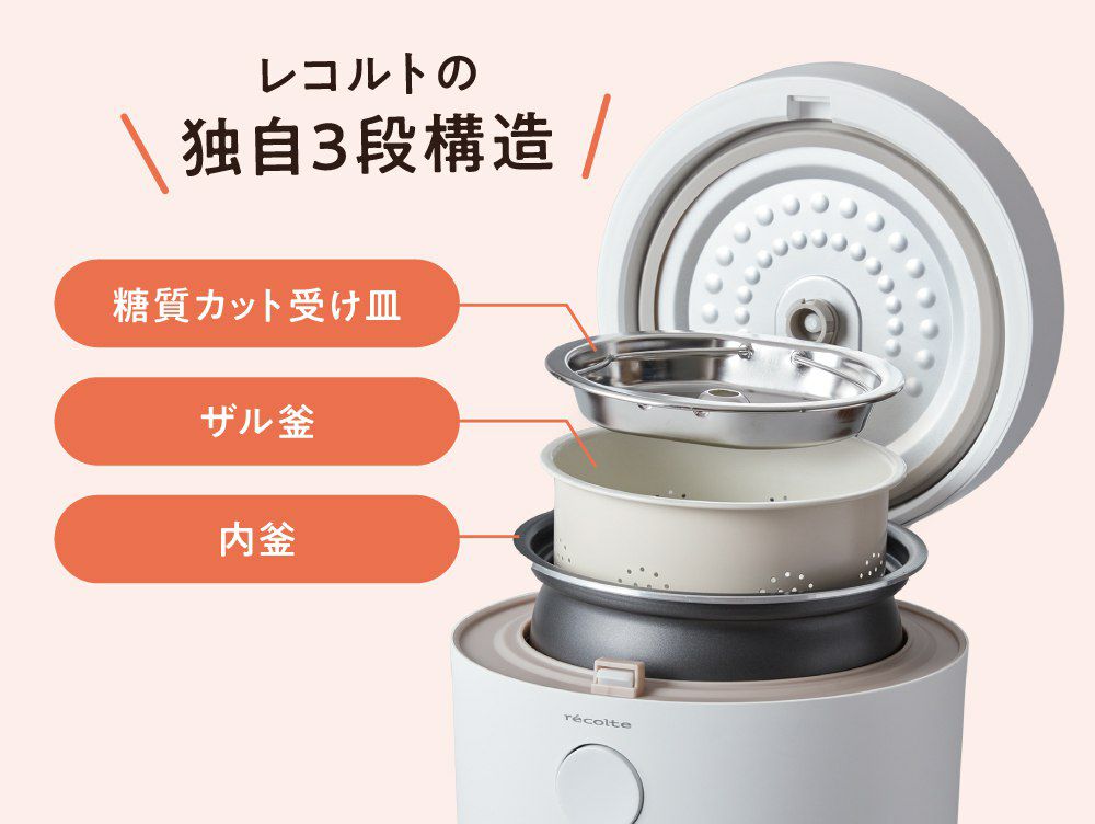 レコルト ヘルシーライスクッカー ホワイト | 家具・インテリア
