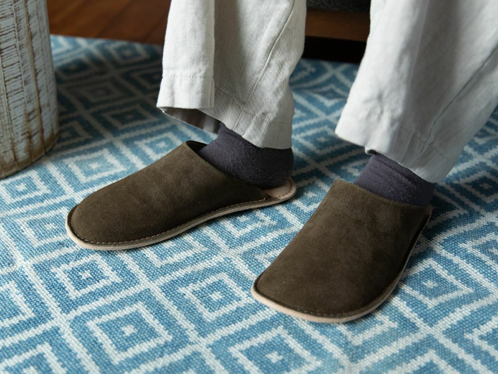 リーラ ベロア レザー スリッパ M