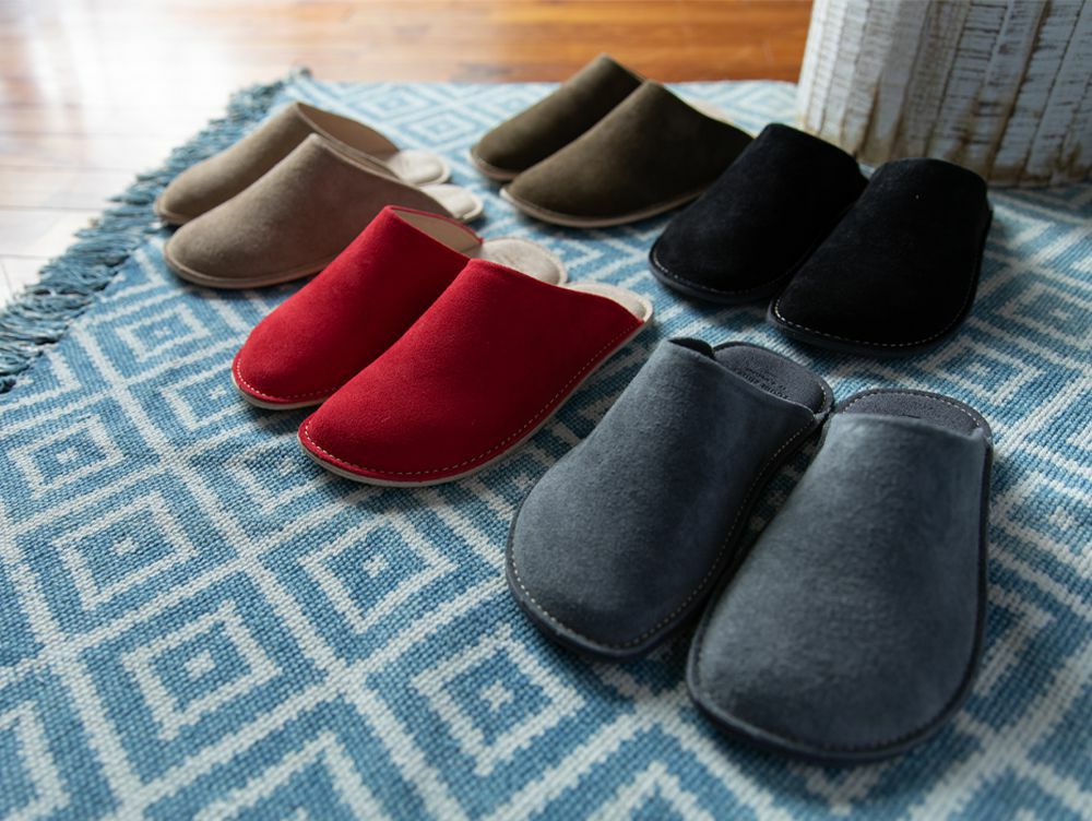 リーラ ベロア レザー スリッパ L