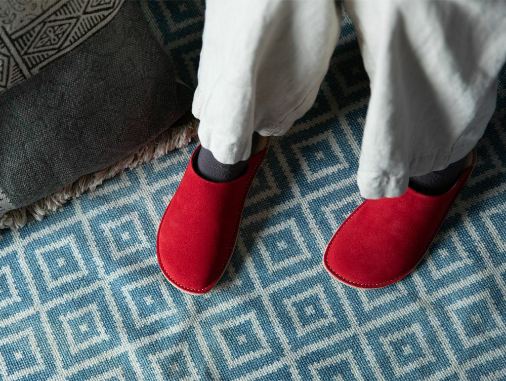 リーラ ベロア レザー スリッパ L