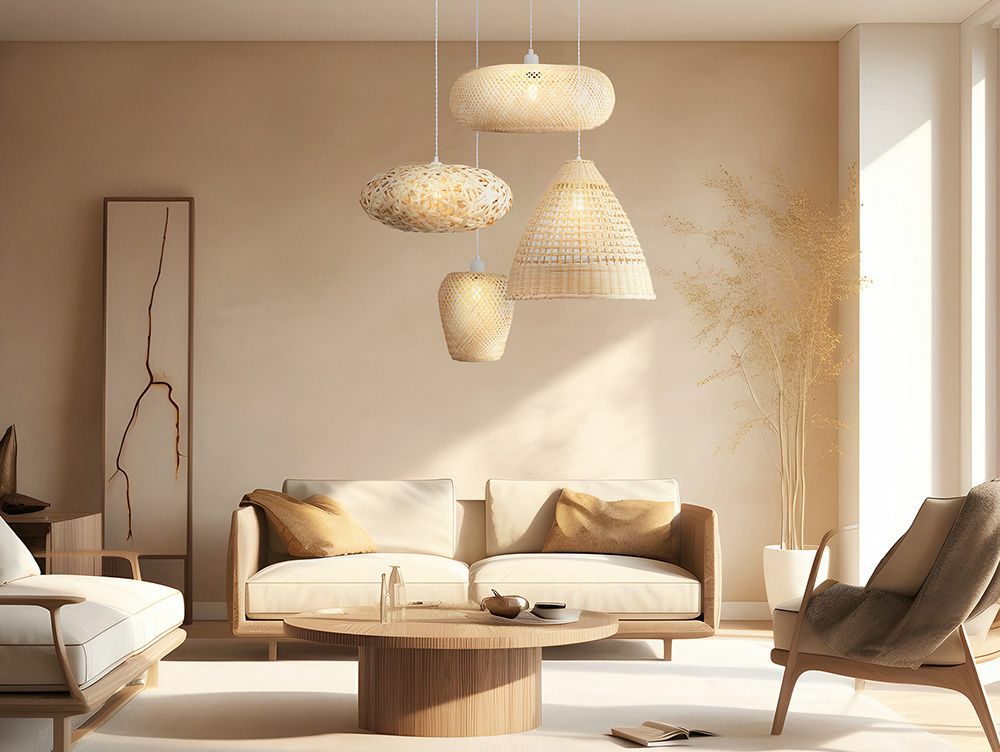 ペンダントライト 1灯 LED 天井照明 スワン電器 天然素材の竹を使用