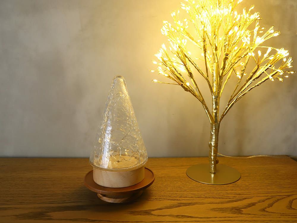 インテリアに馴染む クラックガラスのLEDライト ツリー S | 家具